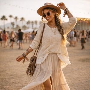 🤍 Sanctuary Clothing Layered Look Waffle Knit Top - Size Small